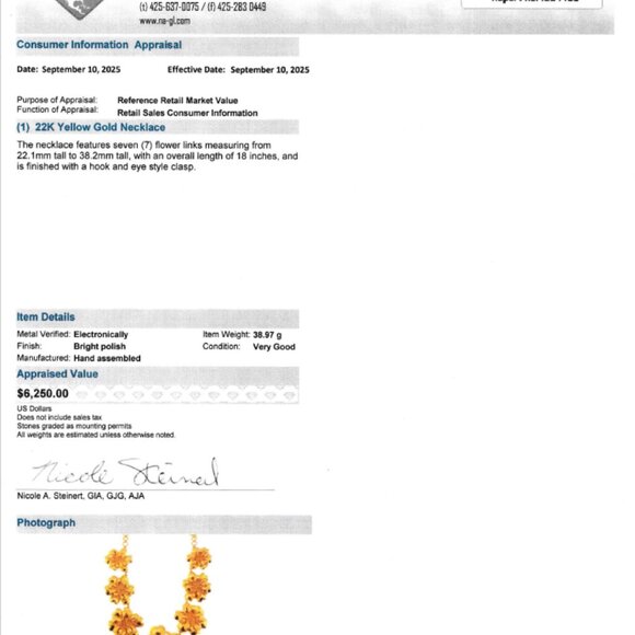 Radiant 22k Yellow Gold Flower Necklace - Picture 10 of 11